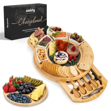 SMIRLY Charcuterie Boards Gift Set: Charcuterie Board Set, Bamboo Cheese Board Set - House Warming G...