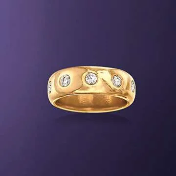 Ross-Simons Italian Andiamo 1.00 ct. t.w. CZ Ring in 14kt Yellow Gold Over Resin. Size 5