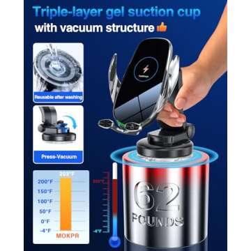 Memofo 15W Fast Wireless Car Charger - Auto-Clamping Mount for your Smartphone