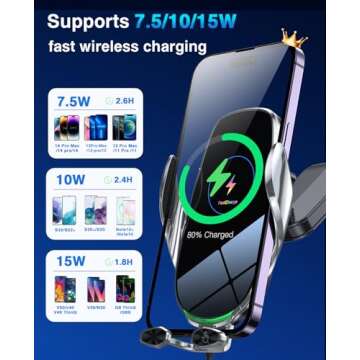 Memofo 15W Wireless Car Charger for iPhones and Samsung Phones