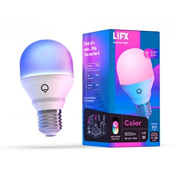 LIFX Color A19 800 lumens, Billions of Colors and Whites, Wi-Fi Smart LED Light Bulb, No bridge requ...