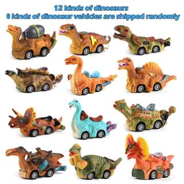 Cherislpy 6 Pack Jumbo Eggs with Dinosaur Pull Back Cars Toys Inside for Kids Boys Toddlers Easter B...