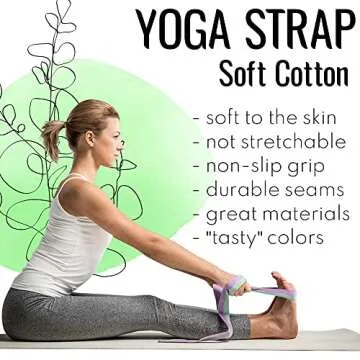 [NEW 2023] TECEUM Yoga Strap – Cotton – 6 ft 8 ft 10 ft (15+ colors) – Adjustable Non-Slip Belt for Daily Yoga Practice, Pilates, Stretching, Physical Therapy, Fitness & Home Workout – For All Levels