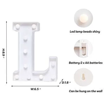 Foaky LED Letter Lights Sign Marquee Light Up Letters Sign for Night Light Wedding/Birthday Party Battery Powered Christmas Lamp Home Bar Decoration(L)