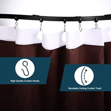 Curved Ceiling Curtain Track Bendable Mount for Curtain Rail Bunk Bed Bay Window Room Divider Flexible Straight (6.5 Feet/ 2 Meters, Black)