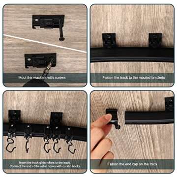 Curved Ceiling Curtain Track Bendable Mount for Curtain Rail Bunk Bed Bay Window Room Divider Flexible Straight (6.5 Feet/ 2 Meters, Black)