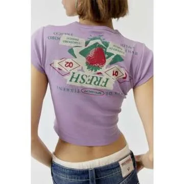 Graphic Baby Tees for Women Y2k Short Sleeve Campania Fresh Print Crop Tops Vintage Aesthetic Summer Teens Girl T-Shirt