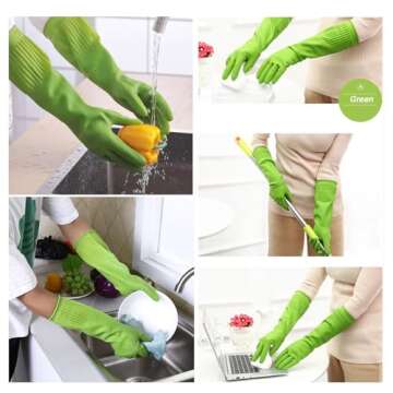 Bamllum Rubber Dishwashing Gloves: Long Cuff, 3 Pairs