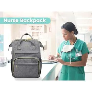LOVEVOOK Laptop Backpack Women, 15.6 Inch Work Backpack Woman for Teacher Nurse Bags, Computer College Backpack Purse, Waterproof Anti-theft Travel Back Pack with USB Charging Port, Grey