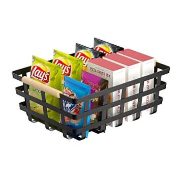 Large Farmhouse Wire Baskets Metal Storage Bin Basket Storage Organizer Farmhouse fruit Bin with Woo...