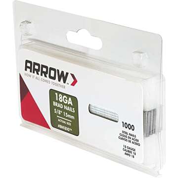 Arrow BN1810CS 18-Gauge Steel Brad Nails for Molding, Cabinets, Framing, Trim, and Finishing, Safe to Use with Electric or Battery Powered Nailers, Steel, 5/8 Inch, 1000 Count (Pack of 1)