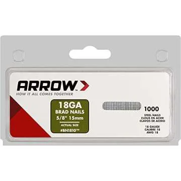 Arrow BN1810CS 18-Gauge Steel Brad Nails for Molding, Cabinets, Framing, Trim, and Finishing, Safe to Use with Electric or Battery Powered Nailers, Steel, 5/8 Inch, 1000 Count (Pack of 1)