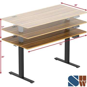 SHW 55-Inch Large Electric Height Adjustable Standing Desk, 55 x 28 Inches, Walnut