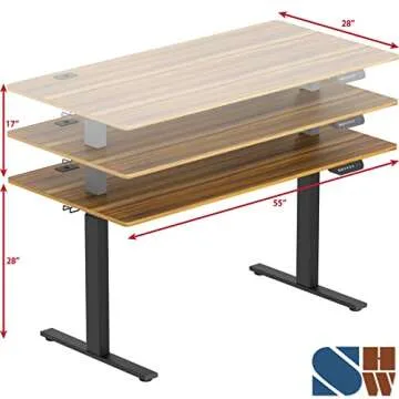 SHW 55-Inch Large Electric Height Adjustable Standing Desk, 55 x 28 Inches, Walnut