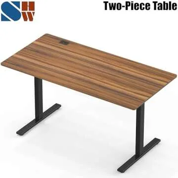 SHW 55-Inch Large Electric Height Adjustable Standing Desk, 55 x 28 Inches, Walnut