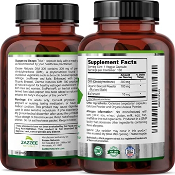 Zazzee DIM 300 mg with BioPerine for Hormonal Balance & Acne