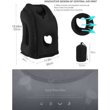KVNTOOLS Inflatable Travel Pillow,Airplane Pillow,Used for Airplanes/Cars/Buses/Trains/Office Nappin...