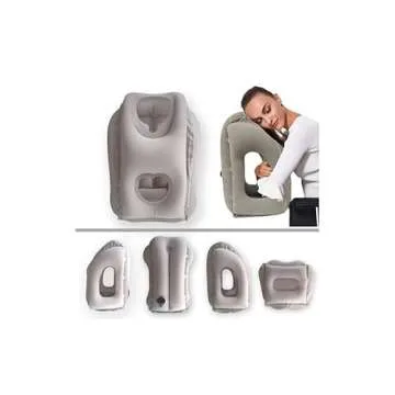 KVNTOOLS Inflatable Travel Pillow,Airplane Pillow,Used for Airplanes/Cars/Buses/Trains/Office Napping,Comfortably Support Head, Neck and Lumbar,Black