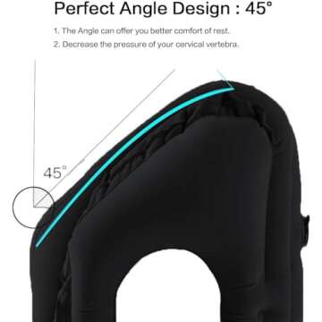 KVNTOOLS Inflatable Travel Pillow,Airplane Pillow,Used for Airplanes/Cars/Buses/Trains/Office Napping,Comfortably Support Head, Neck and Lumbar,Black