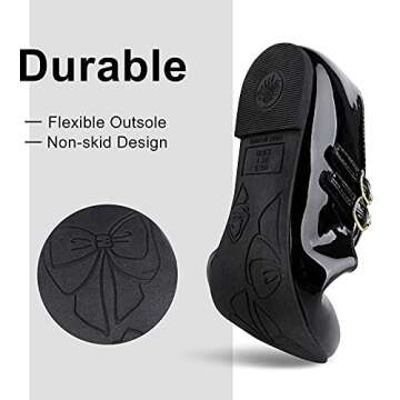MIXIN Girls Dress Shoes Mary Jane Shoes for Girl Ballet Flats Back to School Princess Wedding Shoes Black Size 2