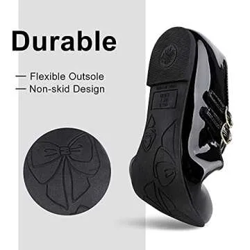 MIXIN Girls Dress Shoes Mary Jane Shoes for Girl Ballet Flats Back to School Princess Wedding Shoes Black Size 2