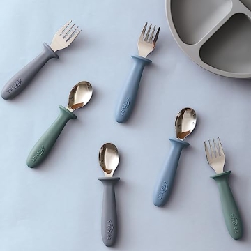 VITEVER 6 Pieces Toddler Utensils Set for Safe Self-Feeding