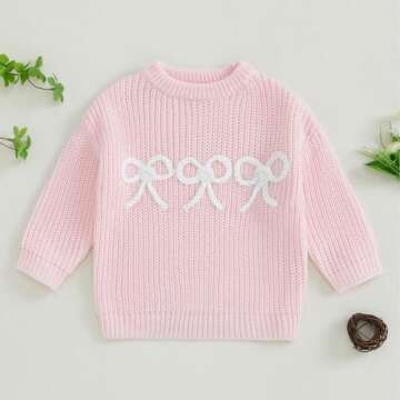 Aiwpstoin Baby Girl Knit Sweater Cute Bow Design