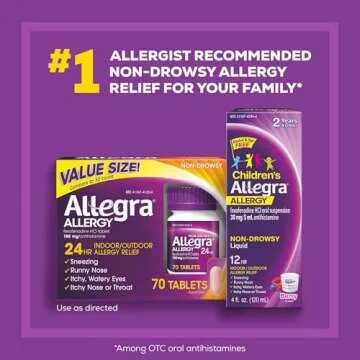 Allegra Adult 24HR Allergy Relief, 70 Tablets, Non-Drowsy