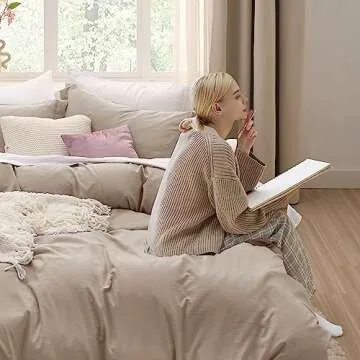 Bedsure Deep Beige Duvet Cover King Size - 3 Pieces Prewashed Extra Soft Bedding Set, Includes 1 Duvet Cover 104x90 Inches with Zipper Closure & 2 Pillow Shams, Comforter Not Included