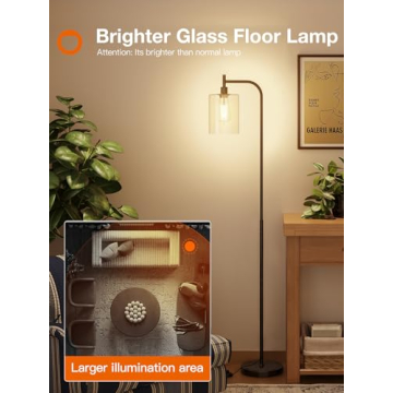 Addlon Floor Lamps for Living Room with Glass Shade