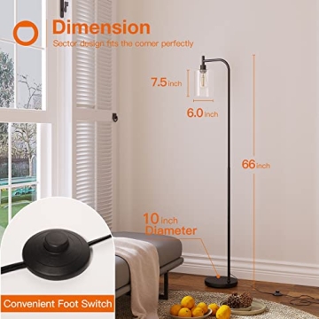 Addlon Floor Lamps for Living Room with Glass Shade