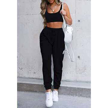 Fixmatti Women Sweatsuits Bra and Sweatpants Set 2 Pieces Jogger Tracksuit