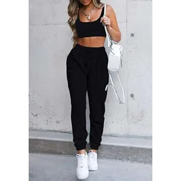 Fixmatti Women Sweatsuits Bra and Sweatpants Set 2 Pieces Jogger Tracksuit