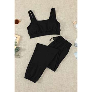 Fixmatti Women Sweatsuits Bra and Sweatpants Set 2 Pieces Jogger Tracksuit