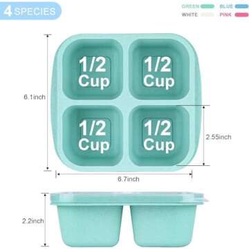 CIGENBON Bento Snack Boxes 4 Pack, Reusable Bento Boxes Kids with 4 Compartments & Fork, Lunch Snack Containers for Kids Adults, Divided Food Storage Containers for School Work Travel (Wheat)