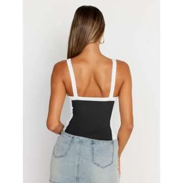 Trendy Queen Women's Camisole Tank Tops Sleeveless Racerback Cropped Cami Going Out Outfits Casual Summer Outifts 2025 Y2k Clothes Black S