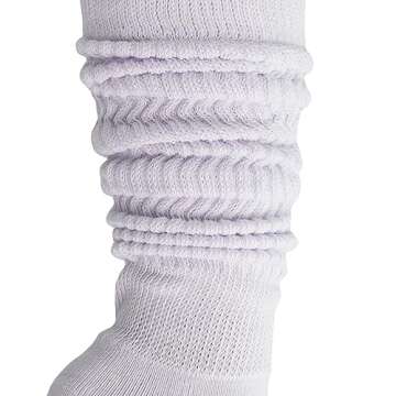AWS/American Made Slouchy Scrunch Cotton Slouch Socks for Women Shoe Size 5 to 10 (White, 1 Pair)