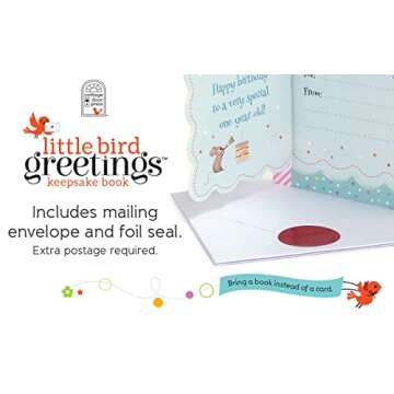 Now You Are One: Little Bird Greetings, Greeting Card Board Book with Personalization Flap, 1st Birthday Gifts for One Year Olds