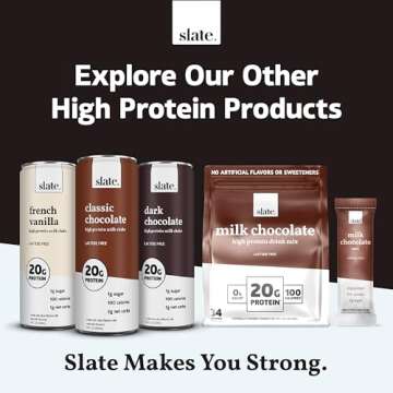Slate Milk - High Protein Iced Coffee - Mocha Latte - 175mg Caffeine, Lactose Free Energy - 20g Protein, 1g Sugar, 110 Calories, 3g Net Carbs, No Sugar Added - Protein Coffee - 11 fl oz, 24 Cans