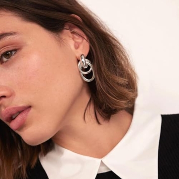 LANDOOK Silver Dangle Earrings Set for Women Stylish Gift