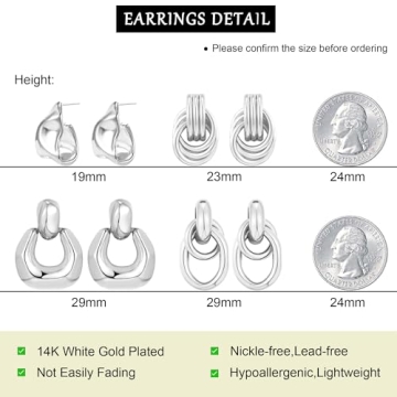 LANDOOK Silver Dangle Earrings Set for Women Stylish Gift