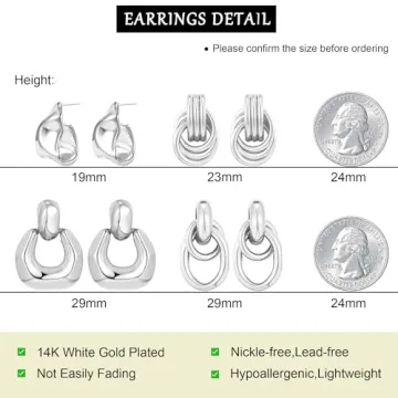 LANDOOK Silver Dangle Earrings Set for Women Stylish Gift