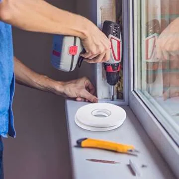 Tatuo 2 Rolls Double Sided Foam Tape PE Foam Tape Sponge Soft Mounting Adhesive(1/2 Inch by 50 Feet,White)