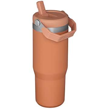STANLEY IceFlow Stainless Steel Tumbler with Straw - Vacuum Insulated Water Bottle for Home, Office or Car - Reusable Cup with Straw Leak Resistant Flip - Cold for 12 Hours or Iced for 2 Days (Ochre)