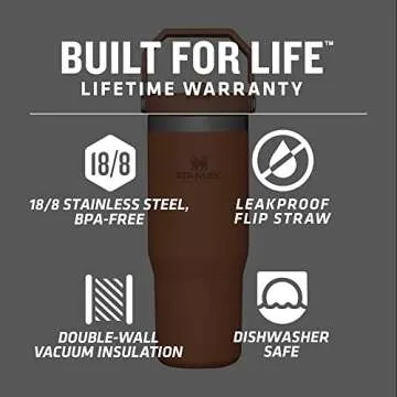 STANLEY IceFlow Stainless Steel Tumbler with Straw - Vacuum Insulated Water Bottle for Home, Office or Car - Reusable Cup with Straw Leak Resistant Flip - Cold for 12 Hours or Iced for 2 Days (Ochre)