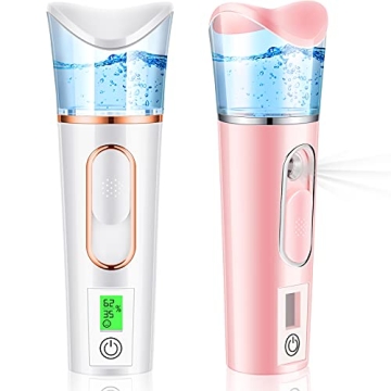2 Pieces Handy Nano Mist Sprayer with Skin Analyzer Moisture Tester Portable Nano Facial Mister Face...