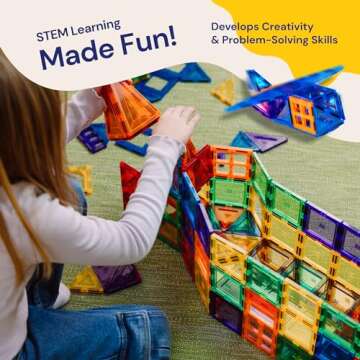 PLAYVIBE Magnetic Tiles 60 Pcs - 3D Magnet Tiles Building Blocks for STEM Learning, Montessori Toys ...