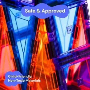 PLAYVIBE Magnetic Tiles 60 Pcs - 3D Magnet Tiles Building Blocks for STEM Learning, Montessori Toys Boy and Girl Toys, Magnetic Blocks - Learning Toddler Toys, Playing Magtiles for Classroom, Home