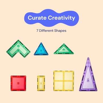 PLAYVIBE Magnetic Tiles 60 Pcs - 3D Magnet Tiles Building Blocks for STEM Learning, Montessori Toys Boy and Girl Toys, Magnetic Blocks - Learning Toddler Toys, Playing Magtiles for Classroom, Home