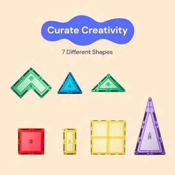 PLAYVIBE Magnetic Tiles 60 Pcs - 3D Magnet Tiles Building Blocks for STEM Learning, Montessori Toys Boy and Girl Toys, Magnetic Blocks - Learning Toddler Toys, Playing Magtiles for Classroom, Home